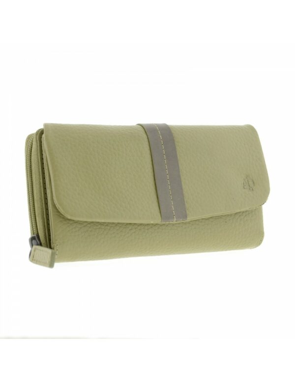 Billetera Mujer De Piel Verde Adapell