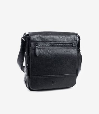 Bandolera Hombre Con Solapa Negro Matties