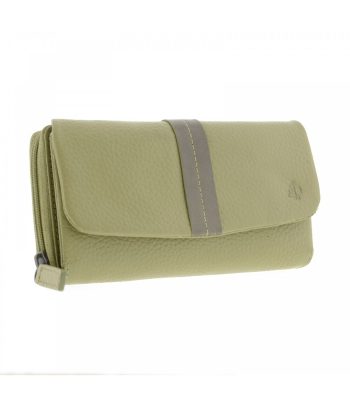 Billetera Mujer De Piel Verde Adapell