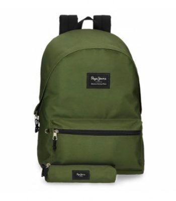 Mochila Pepe Jeans Aris + Estuche Verde Oscuro