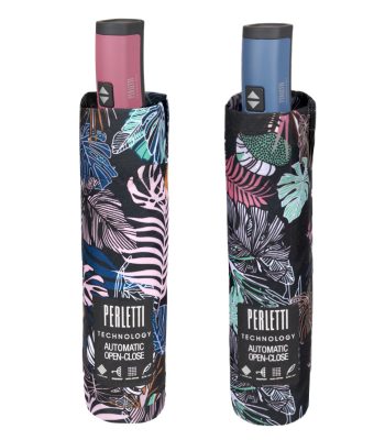 Paraguas Plegable Abre y Cierra Diseño Hojas 2 colores
